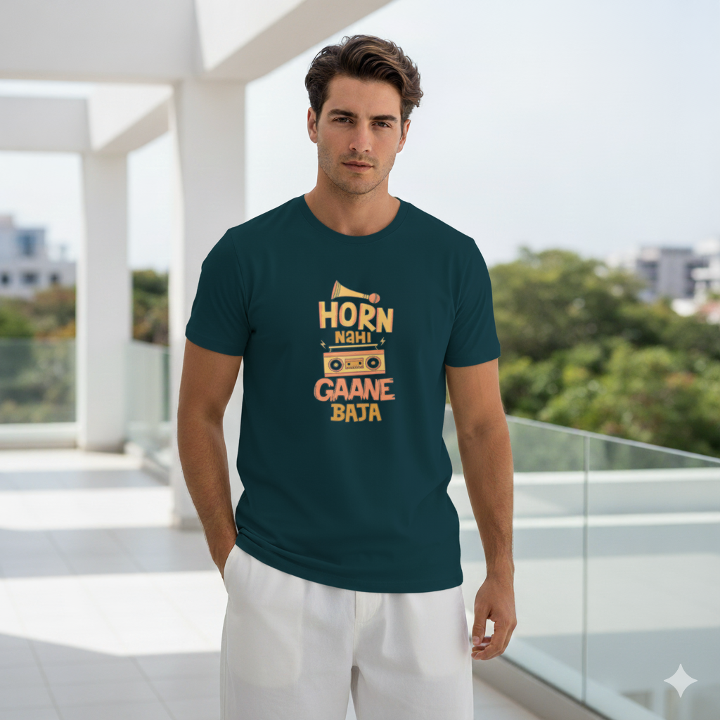 Men Graphic Printed Round Neck Cotton T-shirt