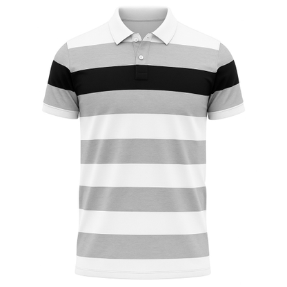 Men Striped Cotton Polo T-shirt