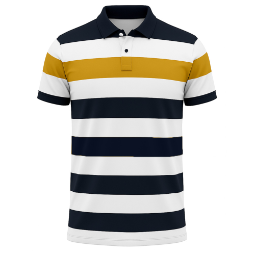 Men Striped Cotton Polo T-shirt